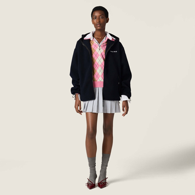 9A+ quality miu miu zip-up hooded fleece jacket